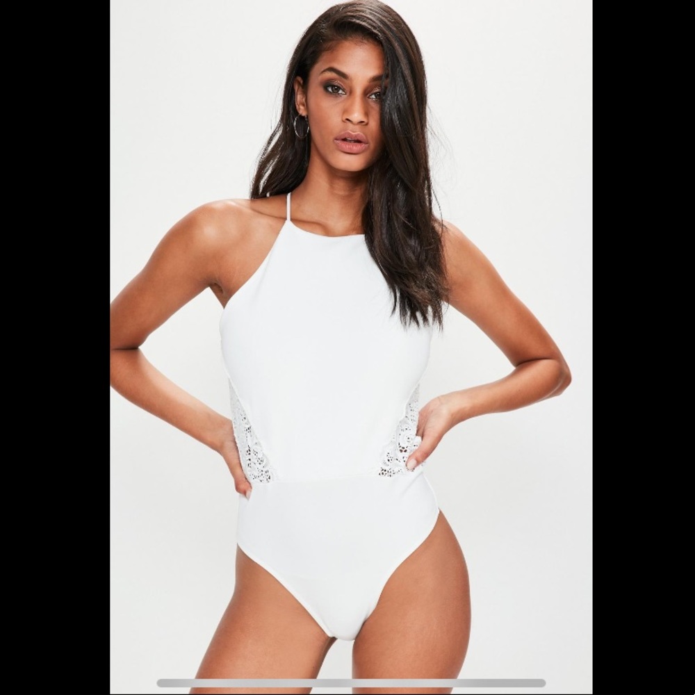 White lace insert bodysuit